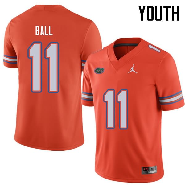 Youth NCAA Florida Gators Neiron Ball #11 Stitched Authentic Jordan Brand Orange College Football Jersey CSK1665AF